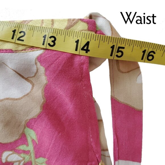 Cynthia Rowley Maxi Wrap Skirt Flowy Ruffle High Low Hem Floral Bright Pink M - Picture 14 of 14
